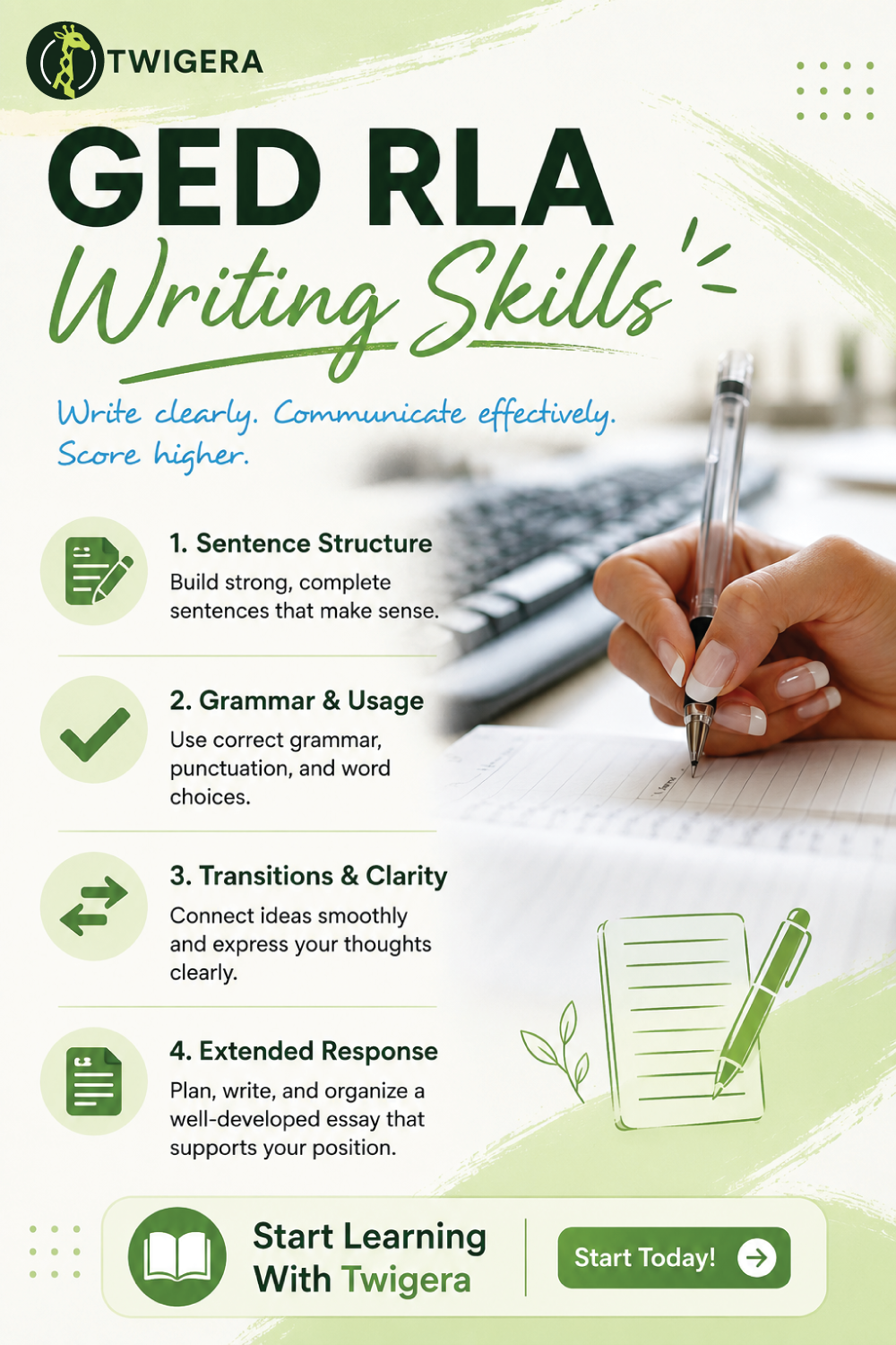 Pin: GED RLA Writing Skills 2026: Sentence Structure & Revision