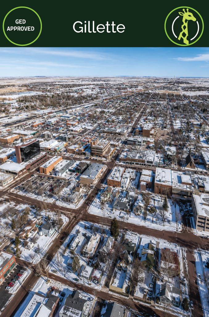 The wide high-plains landscape around Gillette, Wyoming, in the heart of the Powder River Basin.